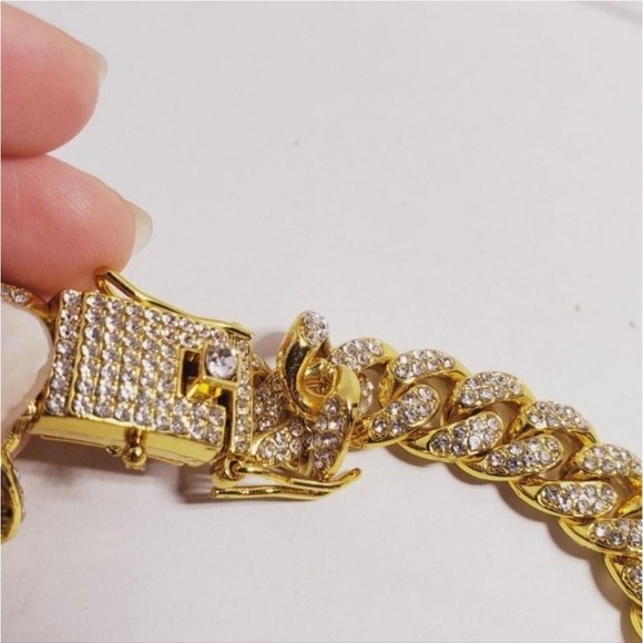 #U14 Butterfly Cuban Chain Link Multi CZ Rhinestone Iced Out Bling Necklace - Picture 3 of 5